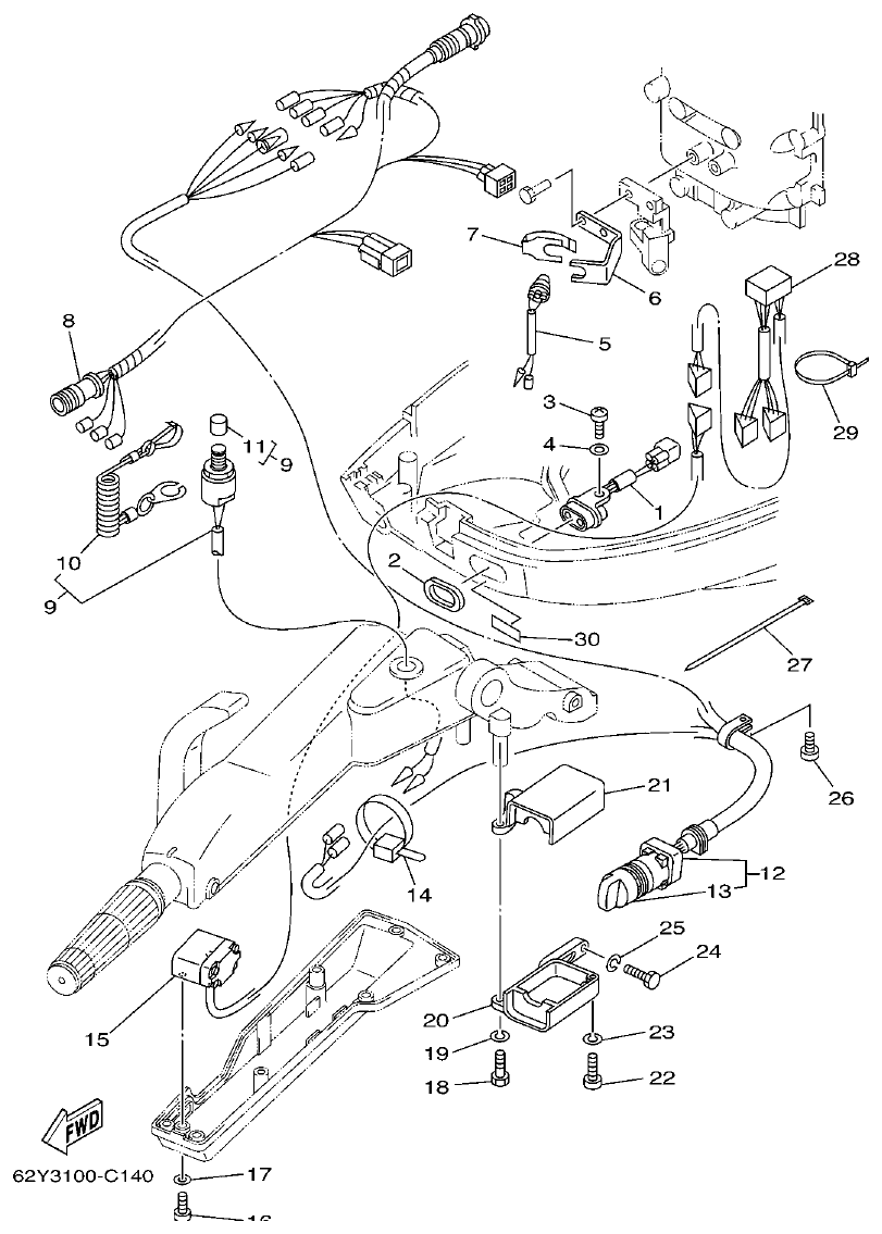 Yamaha F50A, FT50B ELECTRICAL 3 parts diagram